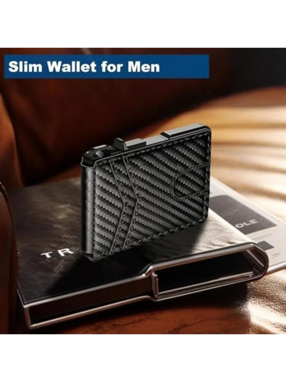 Slim Minimalist Wallet for Men, RFID Protected, Holds 9-13 Cards, Compact Design